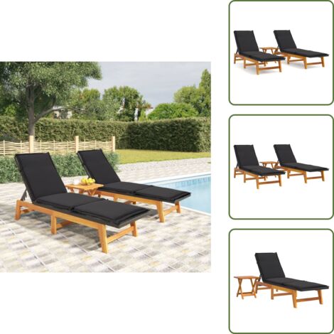 The Living Store Set Mobili da Giardino 3 pz Polyrattan e Legno Massello Acacia - Lettino prendisole