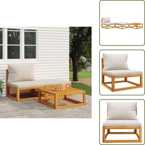 The Living Store Set Mobili da Giardino 3pz con Cuscini Legno Massello di Acacia - Divano da giardino