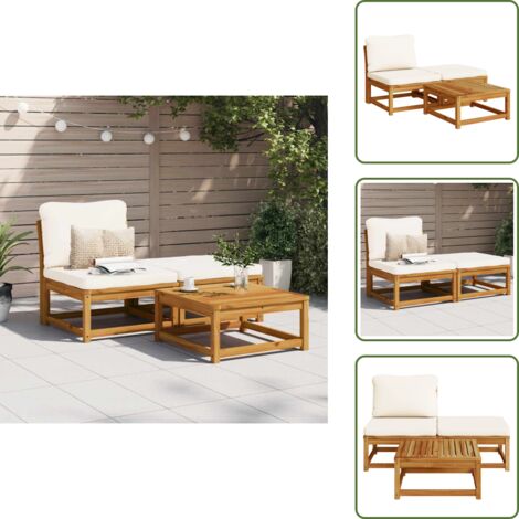 The Living Store Set Mobili da Giardino 3pz con Cuscini Legno Massello di Acacia - Divano da giardino