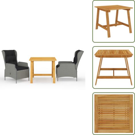 The Living Store Set Mobili da Pranzo per Giardino 3 pz Grigio Chiaro - Tavolo da pranzo da esterno