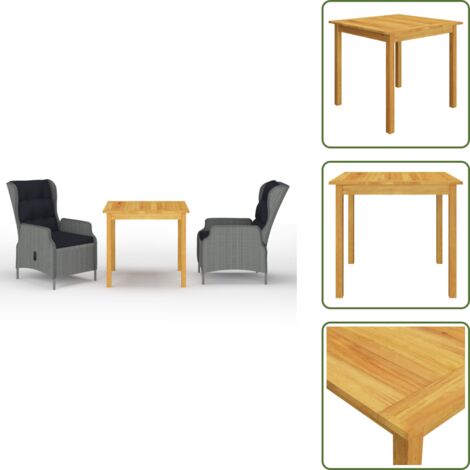 The Living Store Set Mobili da Pranzo per Giardino 3 pz Grigio Chiaro - Tavolo da pranzo da esterno