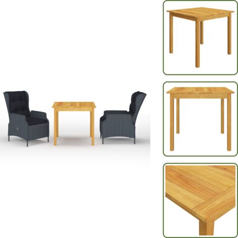 The Living Store Set Mobili da Pranzo per Giardino 3 pz Grigio Scuro - Sedie da giardino