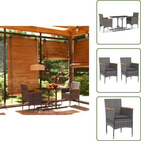 The Living Store Set Mobili da Pranzo per Giardino 3 pz Grigio - Tavolo da pranzo esterno