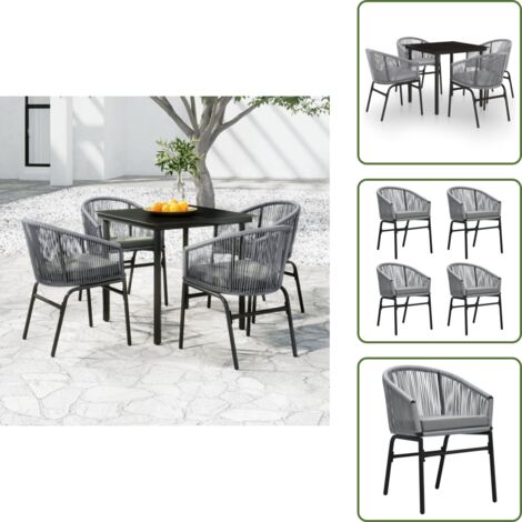 The Living Store Set Mobili da Pranzo per Giardino 5 pz Antracite - Tavolo da pranzo da giardino