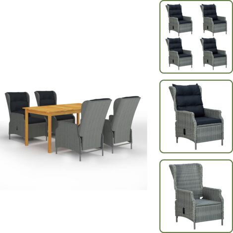 The Living Store Set Mobili da Pranzo per Giardino 5 pz Grigio Chiaro - Tavolo da pranzo da esterno