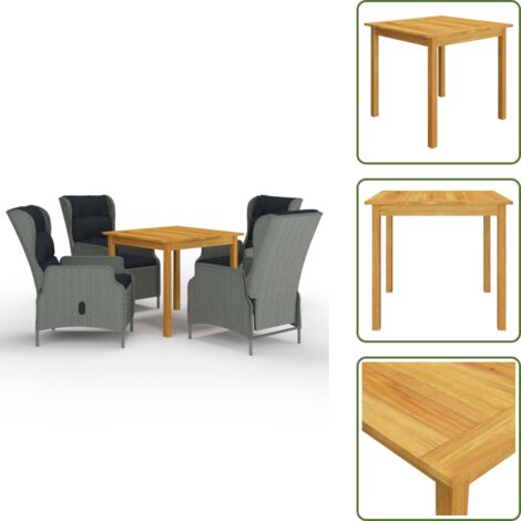 The Living Store Set Mobili da Pranzo per Giardino 5 pz Grigio Chiaro - Tavolo da pranzo da esterno