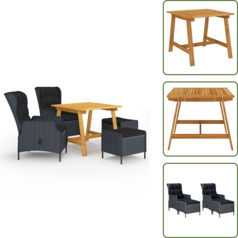 The Living Store Set Mobili da Pranzo per Giardino 5 pz Grigio Scuro - Tavolo da pranzo da esterno