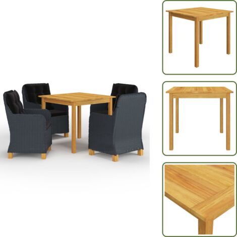 The Living Store Set Mobili da Pranzo per Giardino 5 pz Grigio Scuro - Tavolo da pranzo da giardino