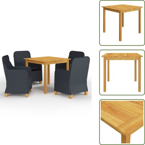 The Living Store Set Mobili da Pranzo per Giardino 5 pz Grigio Scuro - Tavolo da pranzo da giardino