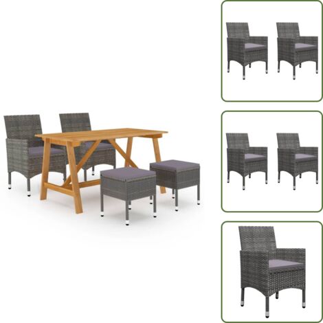 The Living Store Set Mobili da Pranzo per Giardino 5 pz Grigio - Tavolo da pranzo da esterno