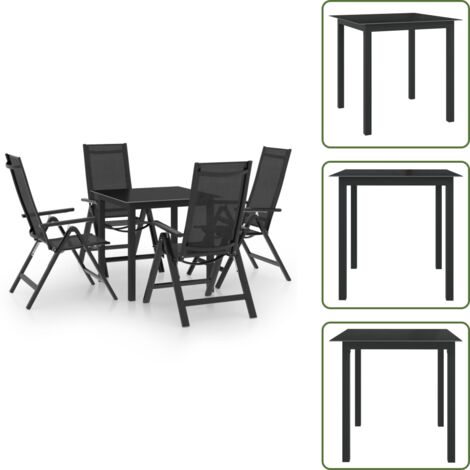 The Living Store Set Mobili da Pranzo per Giardino 5 pz in Alluminio Antracite - Sedie da giardino
