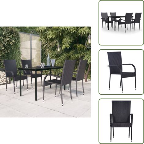 The Living Store Set Mobili da Pranzo per Giardino 5 pz Nero - Tavolo da pranzo esterno