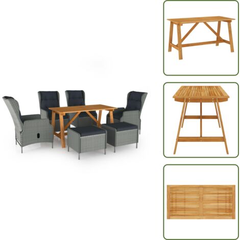 The Living Store Set Mobili da Pranzo per Giardino 7 pz Grigio Chiaro - Tavolo da pranzo da esterno