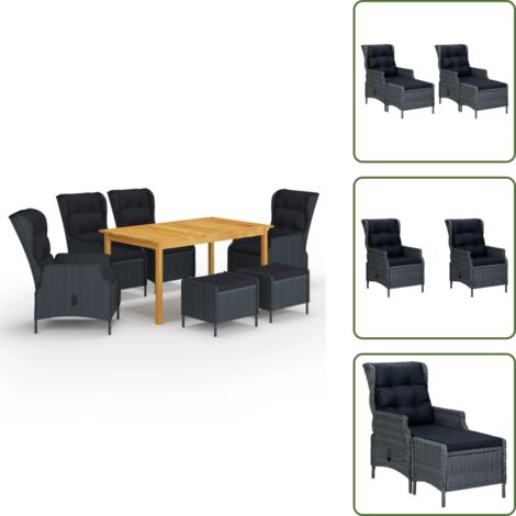 The Living Store Set Mobili da Pranzo per Giardino 7 pz Grigio Scuro - Tavolo da pranzo da esterno