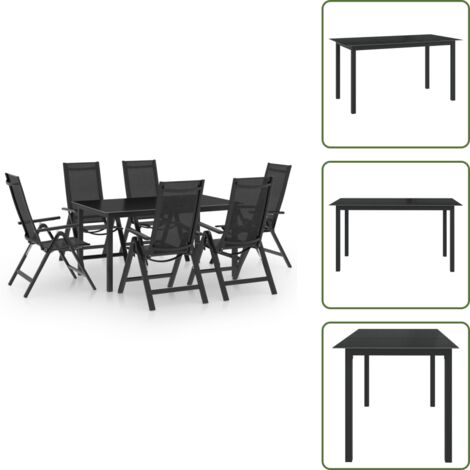 The Living Store Set Mobili da Pranzo per Giardino 7 pz in Alluminio Antracite - Sedie da giardino