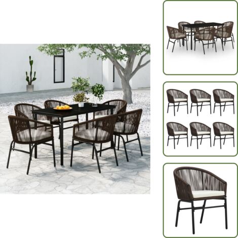 The Living Store Set Mobili da Pranzo per Giardino 7 pz Marrone - Tavolo da pranzo esterno