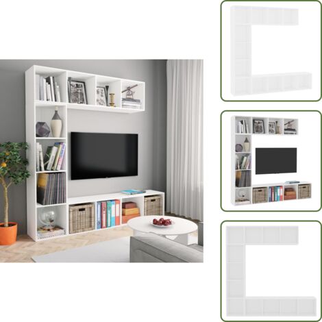 The Living Store Set Mobili Libreria/Porta TV 3 pz Bianco 180x30x180 cm - Mobile tv