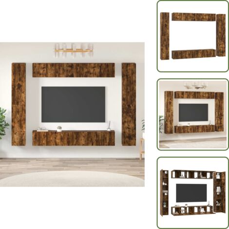 The Living Store Set Mobili Porta TV 10 pz Rovere Fumo in Legno Multistrato - Mobili porta TV