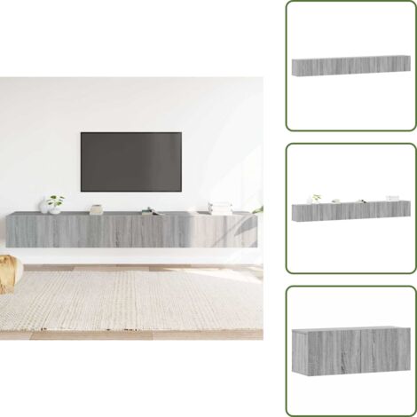 The Living Store Set Mobili Porta TV 3 pz Grigio Sonoma in Legno Multistrato - Mobili porta TV