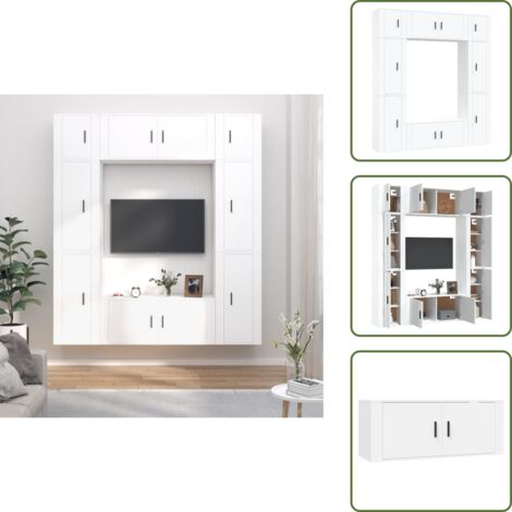The Living Store Set Mobili Porta TV 8pz Bianco in Legno Multistrato - Mobile TV