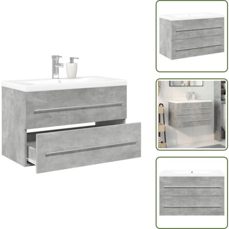 The Living Store Set muebles de baño 2 piezas madera contrachapada gris hormigón - Muebles de baño