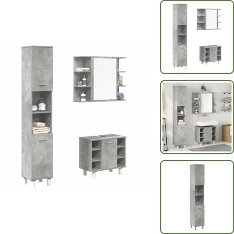 The Living Store Set muebles de baño 2 piezas madera contrachapada gris hormigón - Muebles de baño gris hormigón