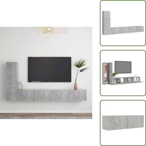 The Living Store Set muebles de salón TV 3 pzas madera ingeniería gris hormigón - Armarios para TV
