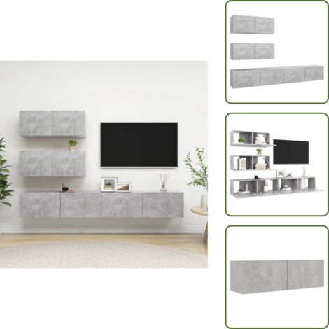 The Living Store Set muebles de salón TV 4 pzas madera ingeniería gris hormigón - Muebles de TV
