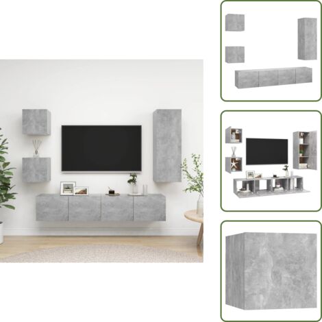 The Living Store Set muebles de salón TV 5 pzas madera ingeniería gris hormigón - Muebles de TV