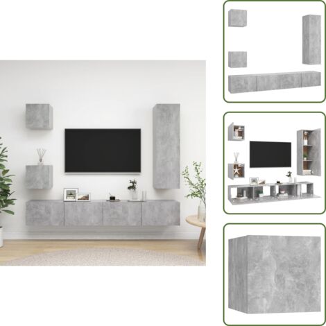 The Living Store Set muebles de salón TV 5 pzas madera ingeniería gris hormigón - Muebles para TV