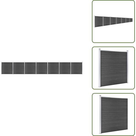 The Living Store Set Pannelli di Recinzione in WPC 1218x186 cm Nero - Pannelli di recinzione