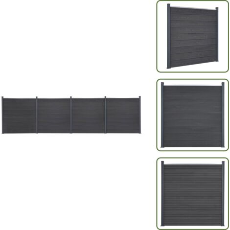 The Living Store Set Pannello di Recinzione Grigio 699x186 cm in WPC - Pannelli di recinzione