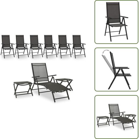 The Living Store Set per Divani da Giardino 9 pz Nero e Antracite - Sedie da esterno
