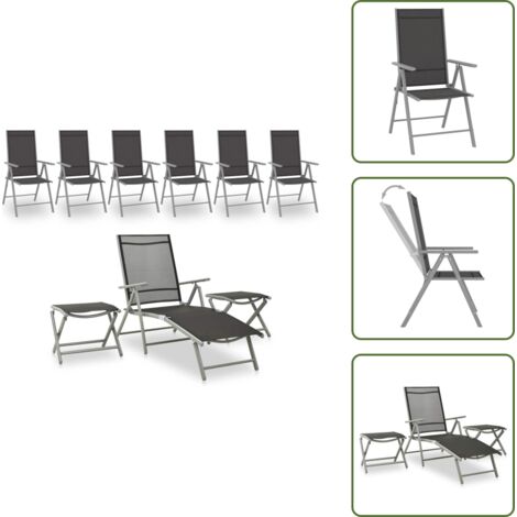 The Living Store Set per Divani da Giardino 9 pz Nero e Argento - Sedie da esterno