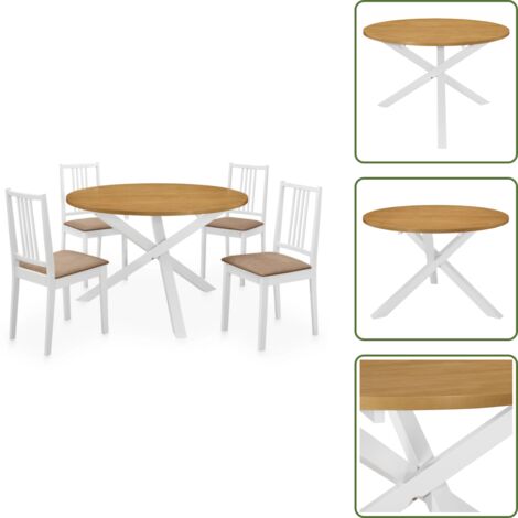 The Living Store Set per Sala da Pranzo 5 pz in MDF Bianco - Tavolo da pranzo