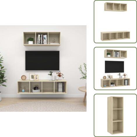 The Living Store Set Porta TV 2 pz Rovere Sonoma in Truciolato - Armadio tv