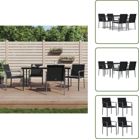 The Living Store Set Pranzo da Giardino 5pz con Cuscini in Polyrattan e Acciaio - Tavolo da pranzo da esterno