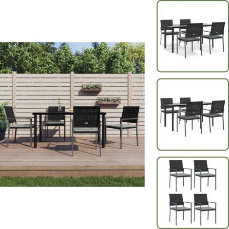 The Living Store Set Pranzo da Giardino 5pz con Cuscini in Polyrattan e Acciaio - Tavolo da pranzo da esterno
