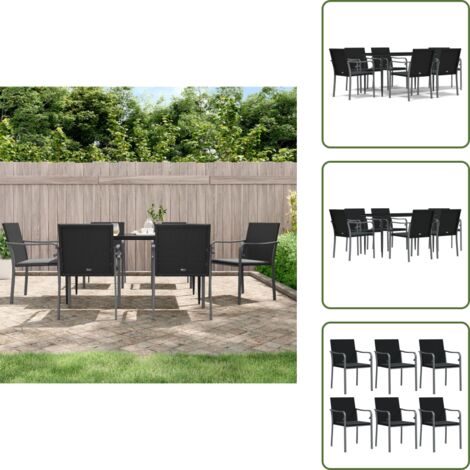 The Living Store Set Pranzo da Giardino 7 pz con Cuscini in Polyrattan e Acciaio - Tavolo da pranzo