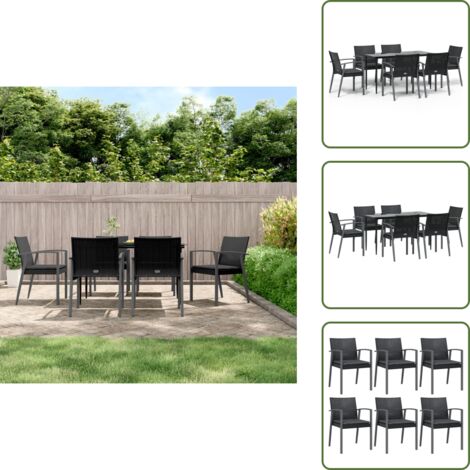 The Living Store Set Pranzo da Giardino 7 pz con Cuscini in Polyrattan e Acciaio - Tavolo da pranzo da esterno