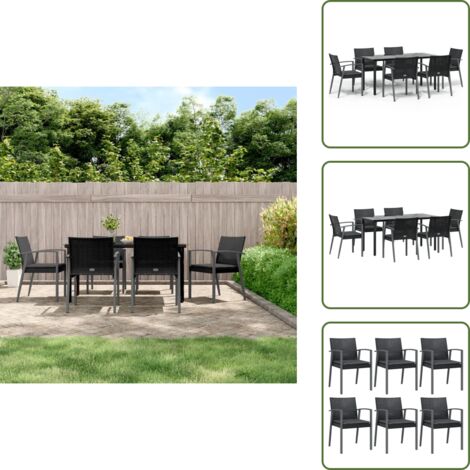 The Living Store Set Pranzo da Giardino 7 pz con Cuscini in Polyrattan e Acciaio - Tavolo da pranzo da esterno