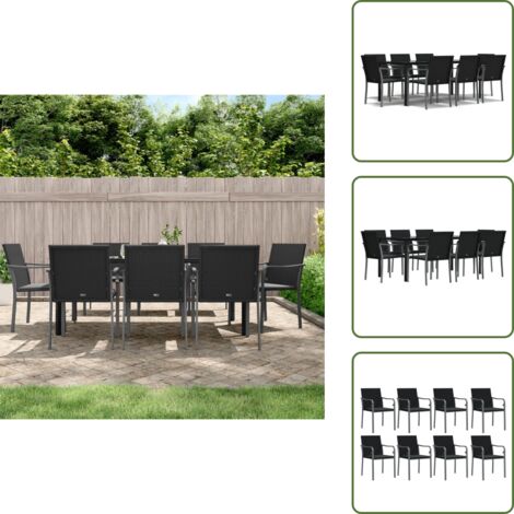 The Living Store Set Pranzo da Giardino 9 pz con Cuscini in Polyrattan e Acciaio - Tavolo da pranzo da esterno