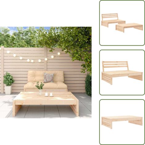 The Living Store Set Salotto da Giardino 2 pz in Legno Massello di Pino - Divano da giardino