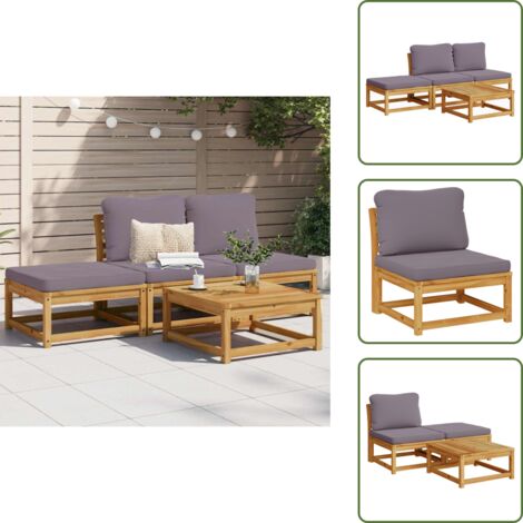 The Living Store Set Salotto da Giardino 4pz con Cuscini Legno Massello Acacia - Divano da giardino