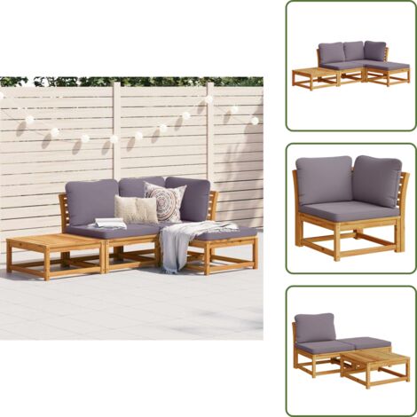The Living Store Set Salotto da Giardino 4pz con Cuscini Legno Massello Acacia - Divano da giardino