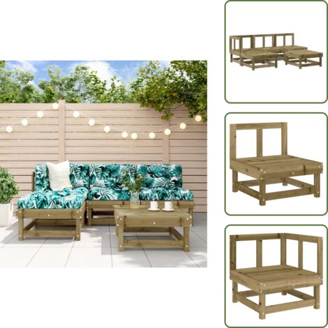 The Living Store Set Salotto da Giardino 5 pz in Legno Impregnato di Pino - Mobili da esterno