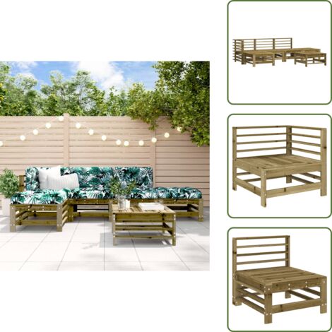 The Living Store Set Salotto da Giardino 6 pz in Legno Impregnato di Pino - Divani da giardino