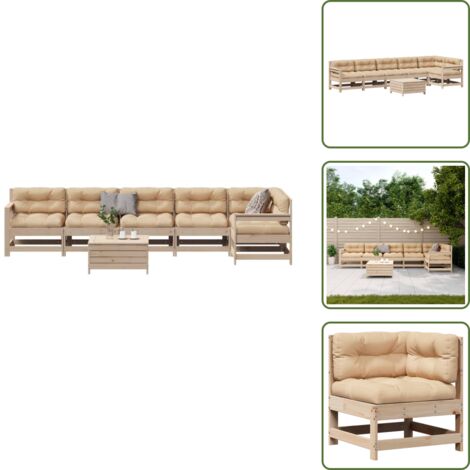 The Living Store Set Salotto Giardino 7 pz Cuscini Antracite Legno Massello Pino - Cuscini da esterno