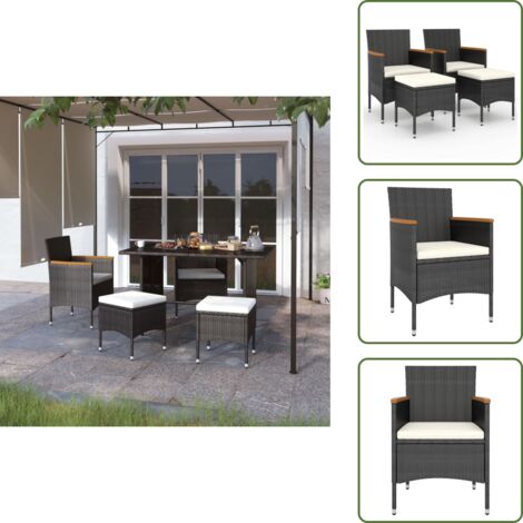 The Living Store Set Sedie e Sgabelli da Giardino 4 pz in Polyrattan Nero - Sgabelli da giardino