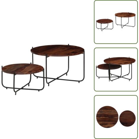 The Living Store Set Tavolini da Salotto 2 pz in Massello di Acacia 60x35 cm - Tavoli in acacia